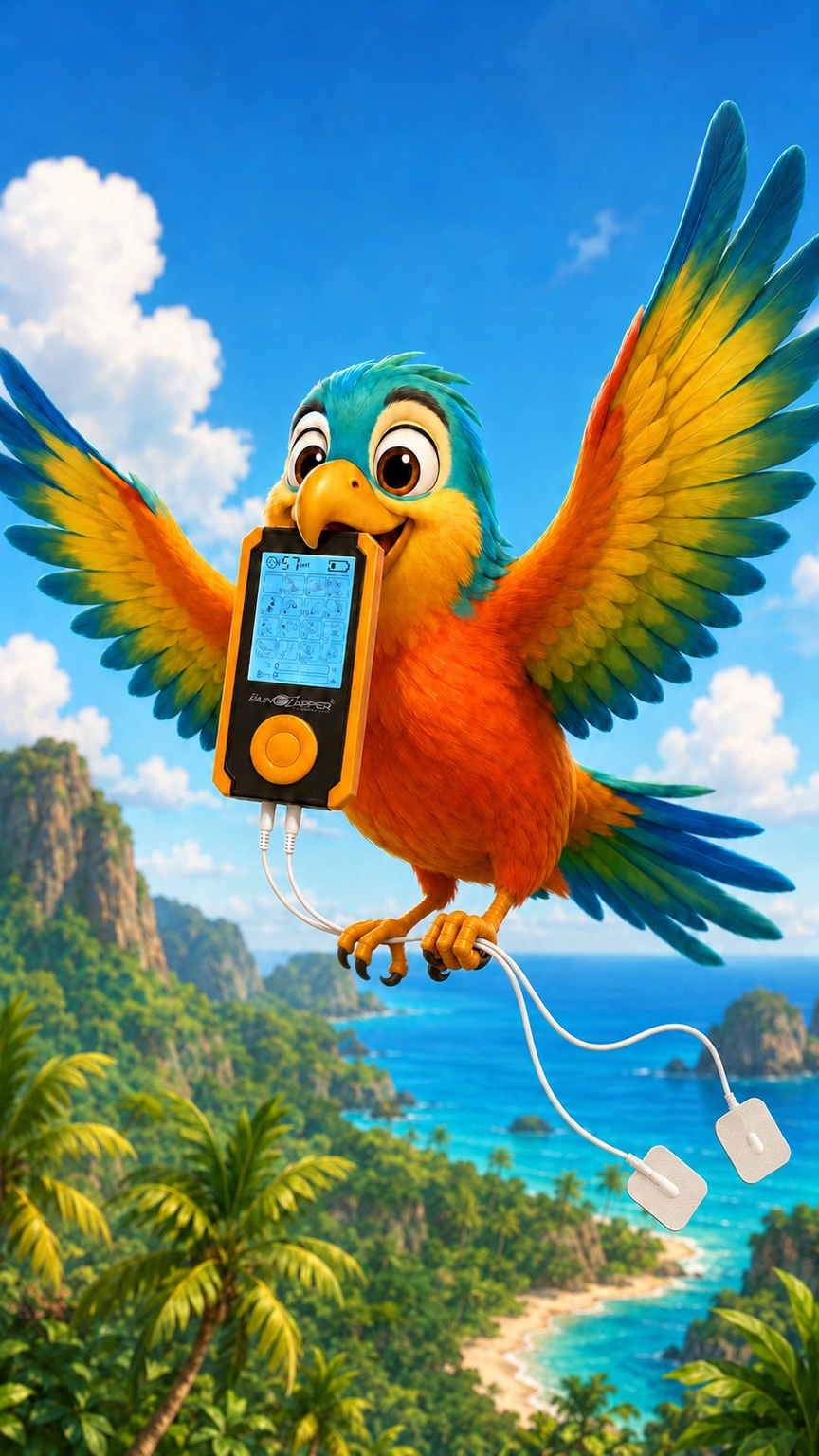 Pájaro llevando el Pain Zapper