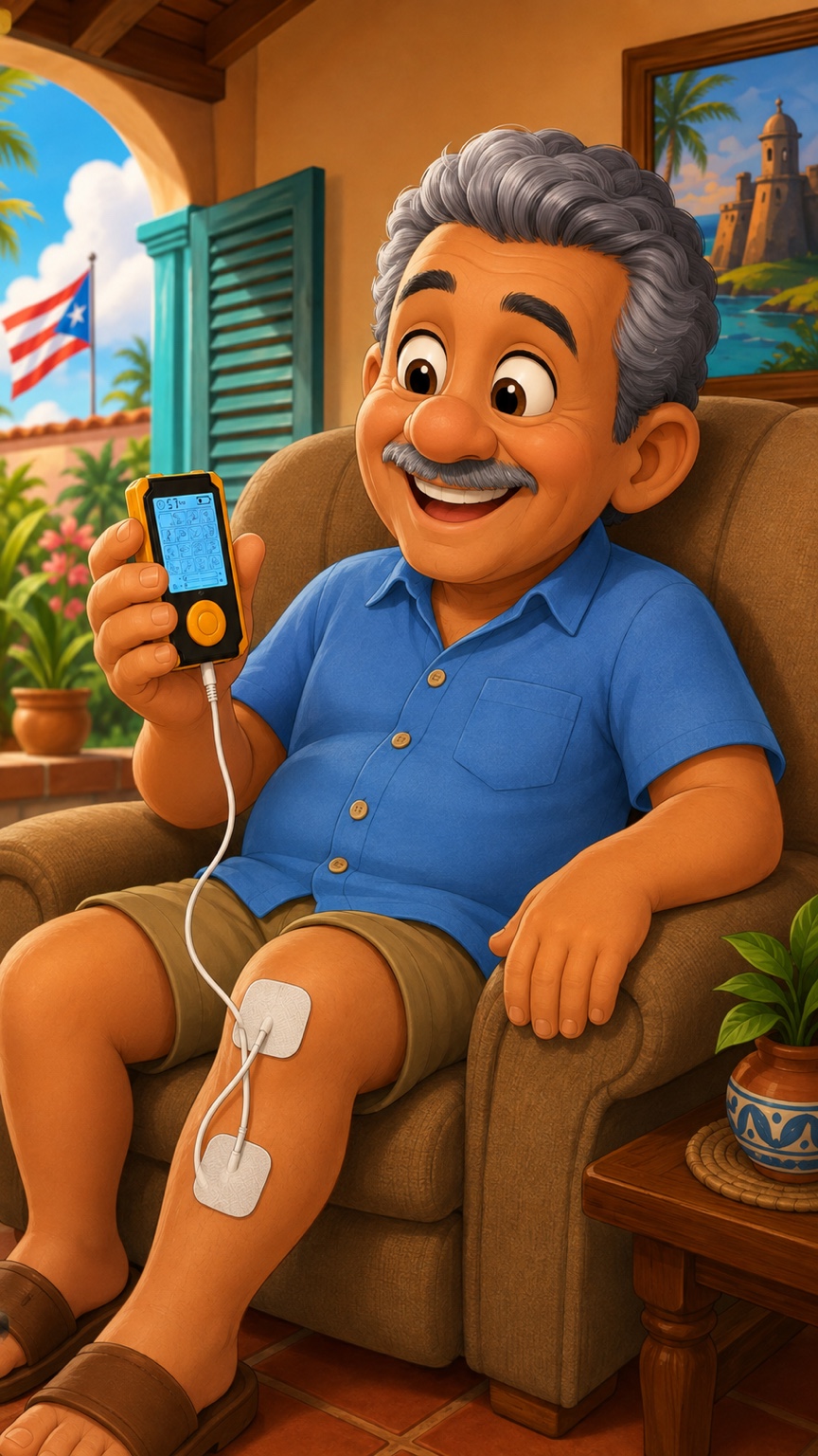 Persona disfrutando cómodamente de su Pain Zapper en casa