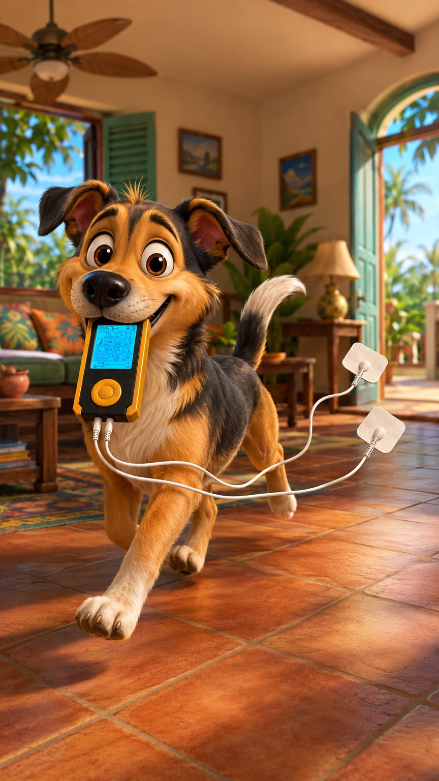 Perro llevando el Pain Zapper